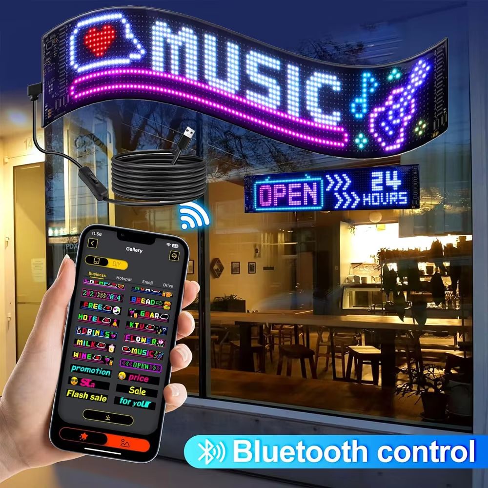 Bluetooth App Controlled RGB LED Matrix Car Display Custom Scrolling Message Panel