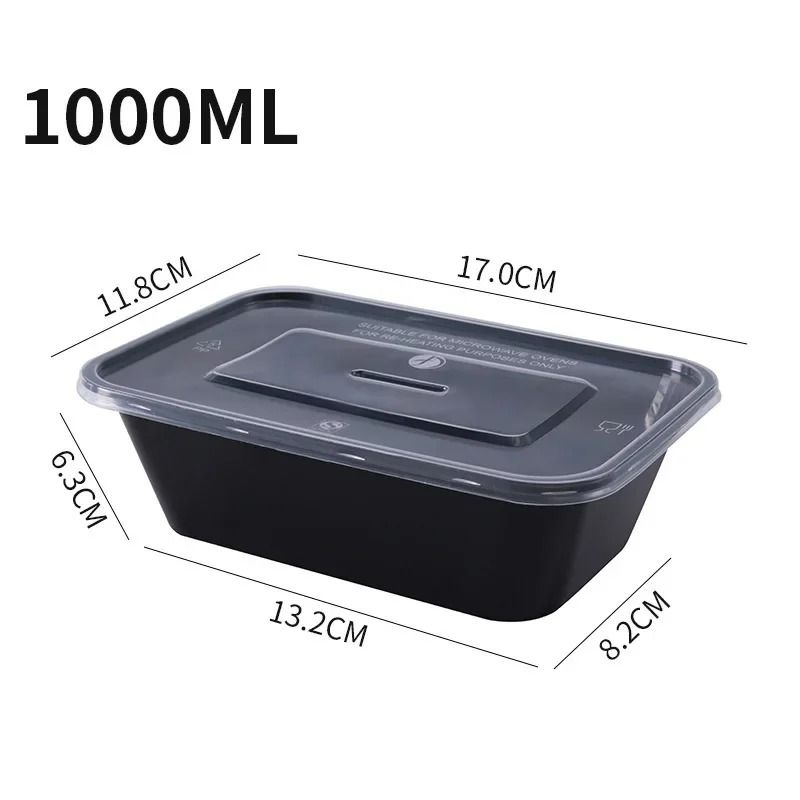 1000ml Heavy-Duty Disposable Lunch Boxes – 20-Piece Microwave-Safe Meal Prep Set