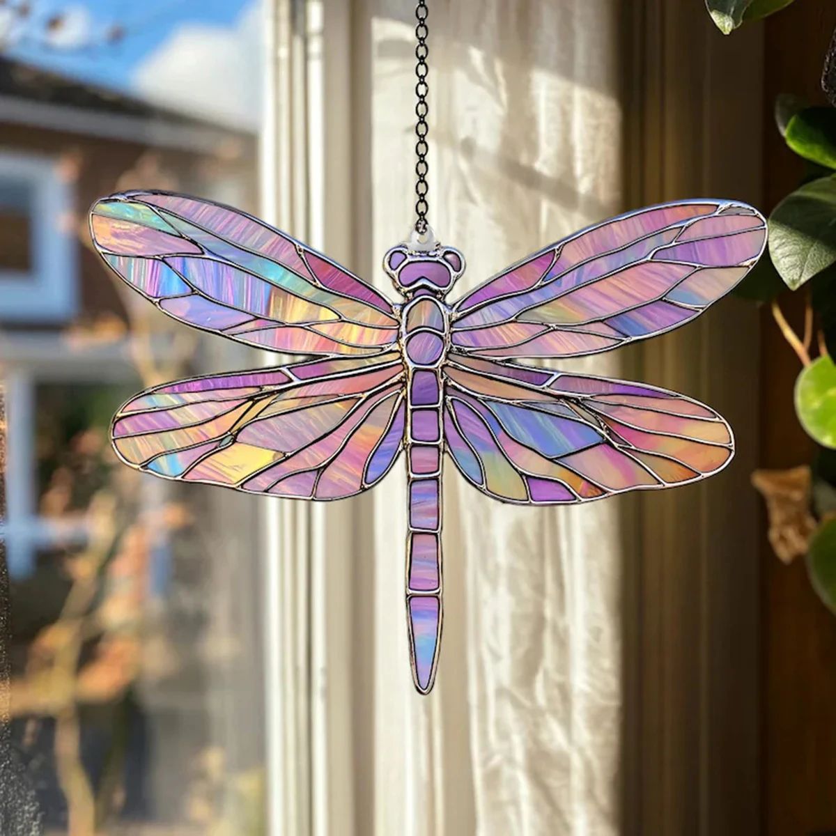 Colorful Dragonfly Acrylic Suncatcher – Hanging Window Decor for Garden, Bedroom & Home