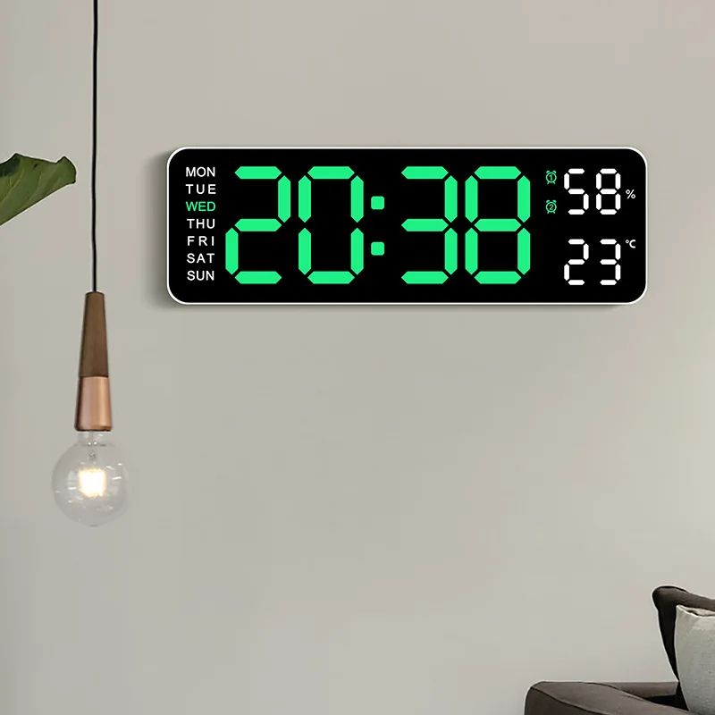 Smart LED Silent Wall Clock with Thermometer and Calendar