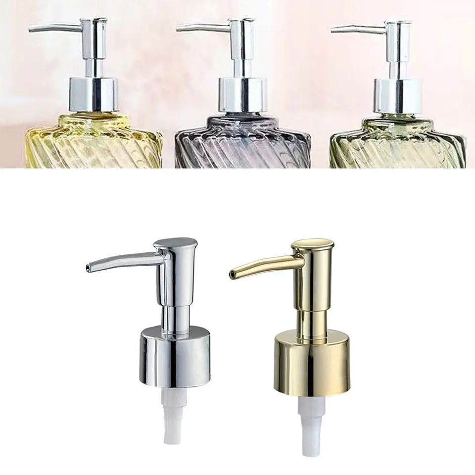 Soap Dispenser Pump Replacement Head, Brushed Finish Reusable Lotion Pump with Leakproof Gasket for Kitchen Bath