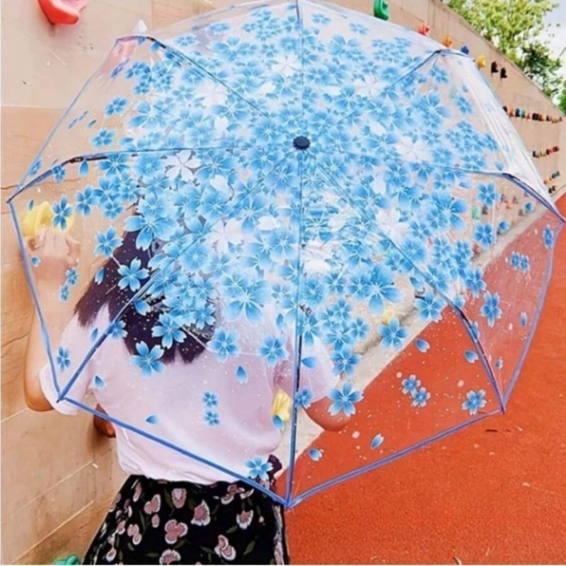 Fashionable Transparent Sakura Petal Folding Umbrella