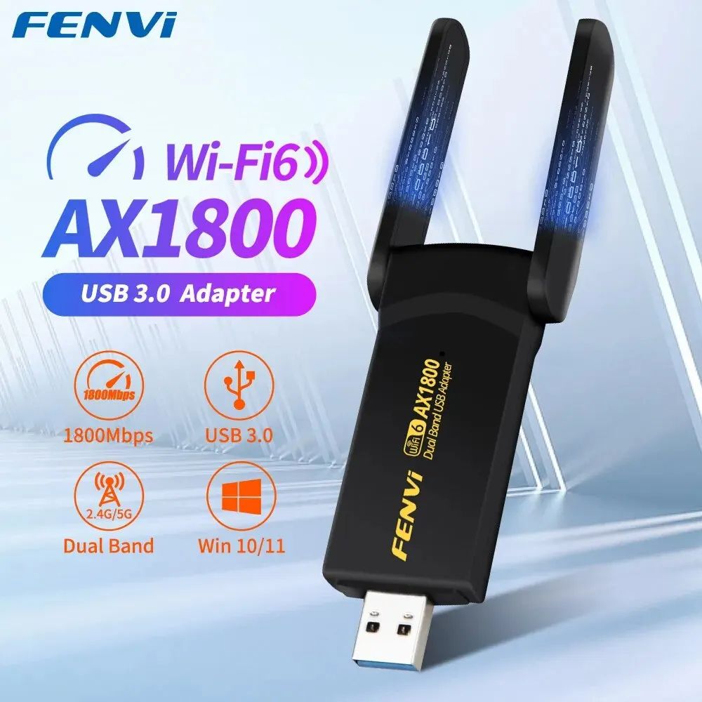 FENVI AX1800 WiFi 6 USB Adapter Dual Band USB WiFi Adapter 2.4GHz and 5GHz USB 3.0 Wireless Network Dongle for PC