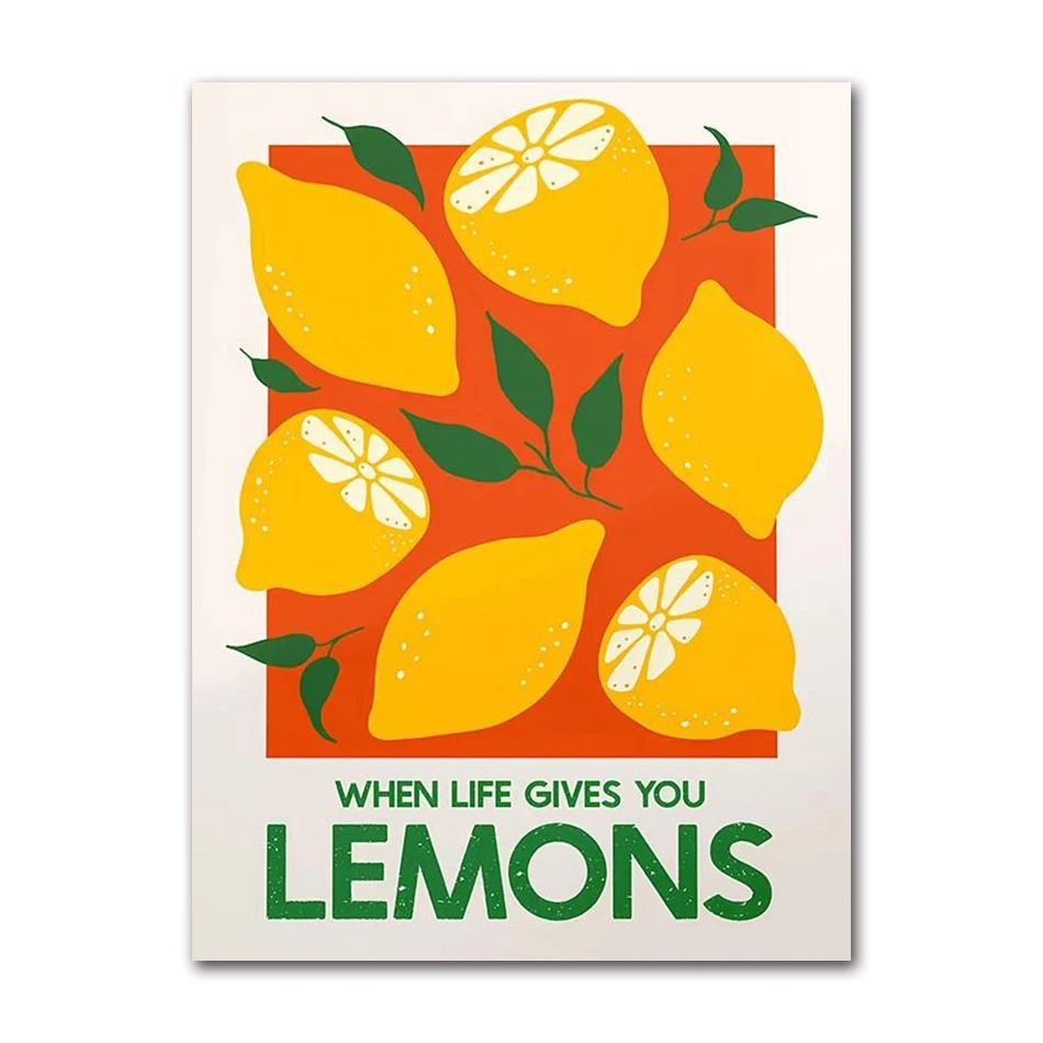 Retro Cocktail Canvas Wall Art Pink Strawberry Lemon Bar Poster
