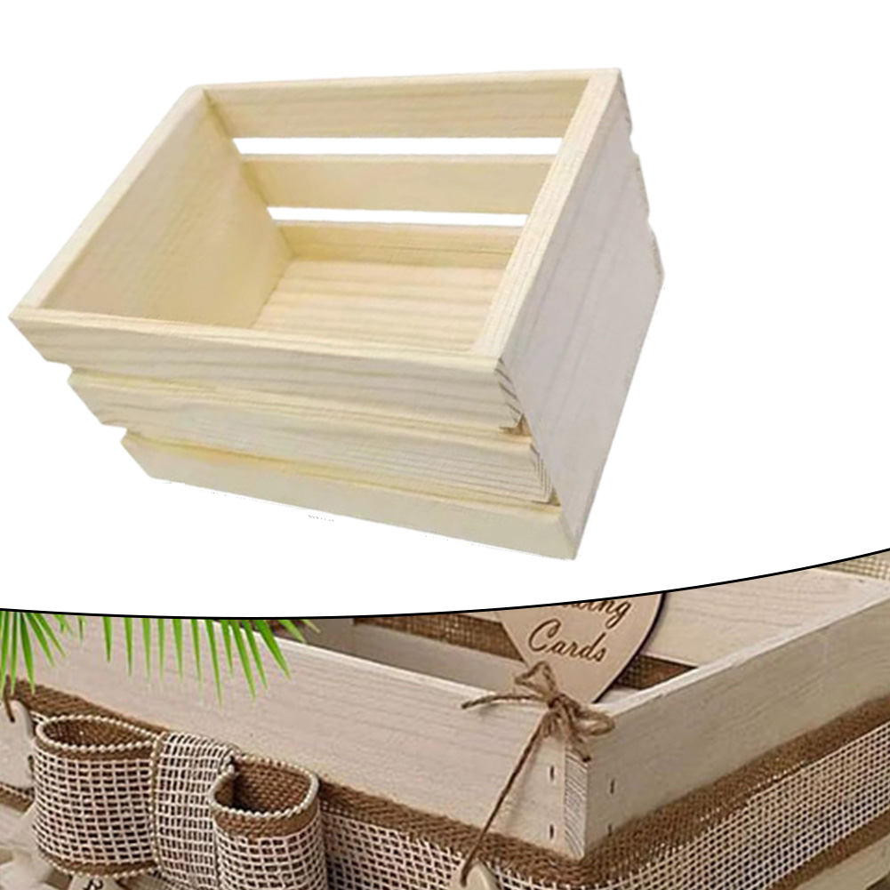 Mini Wooden Storage Basket Organizer for Desktop Decor & DIY Crafts