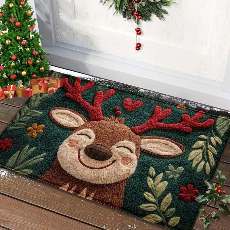 Christmas Door Mat Red Santa Claus Gingerbread Man Carpet New Year