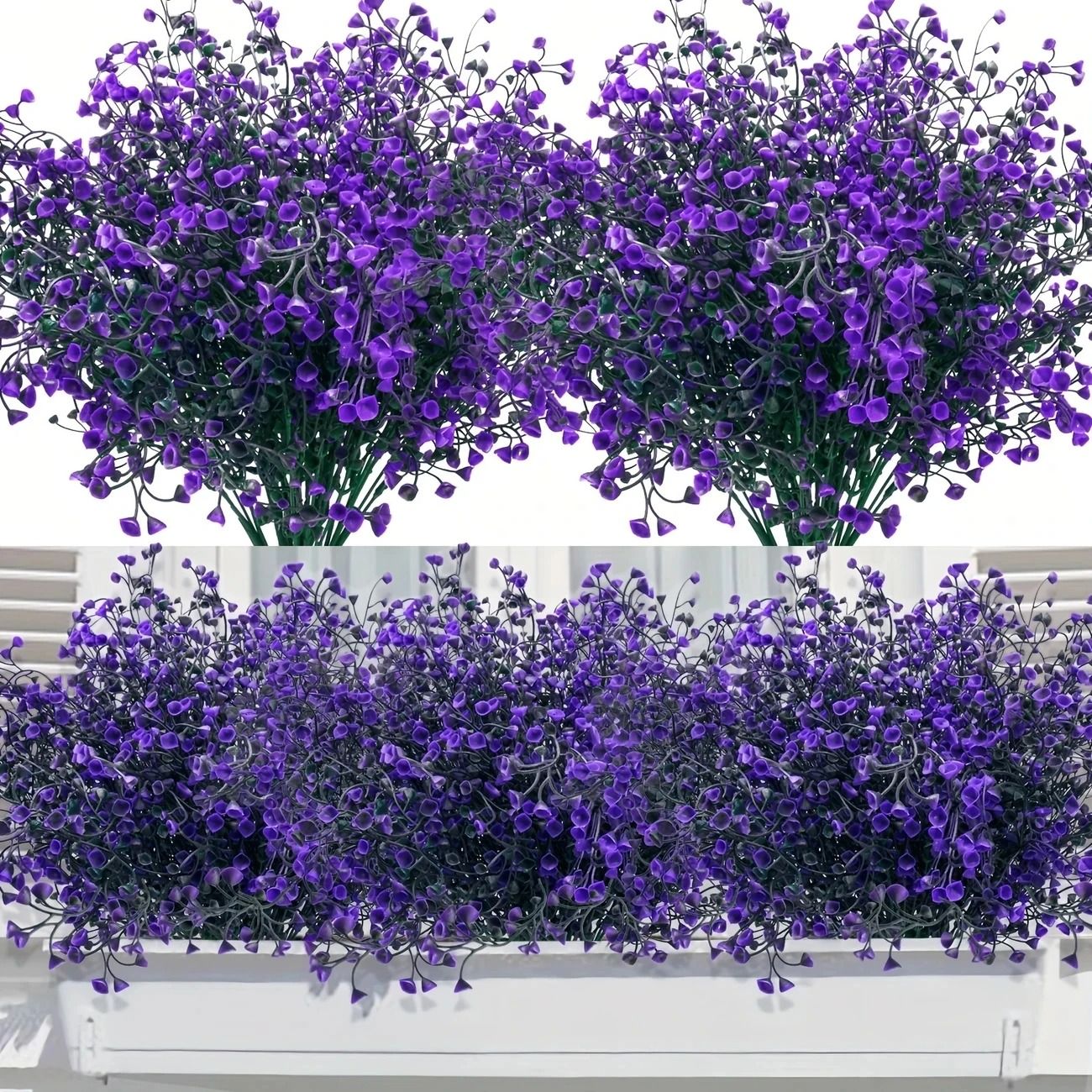UV Resistant Artificial Outdoor Flowers Plastic Shrub Garden Decor Set