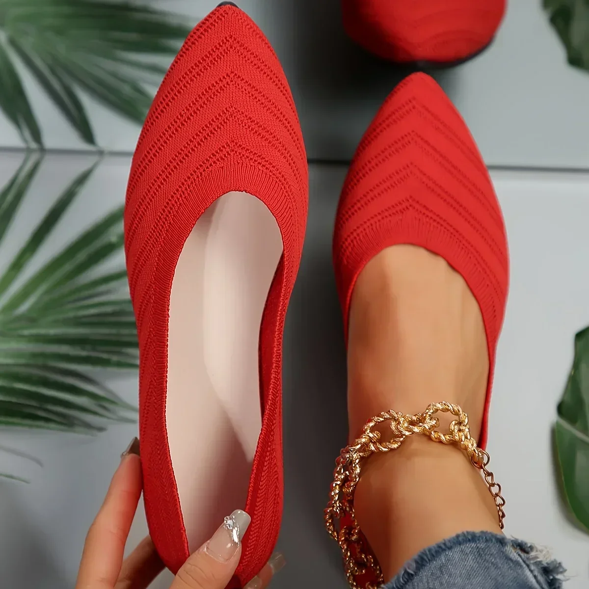 New Pointed Toe Flat Office Boat Shoes, Casual Ballet Flats Women Loafers