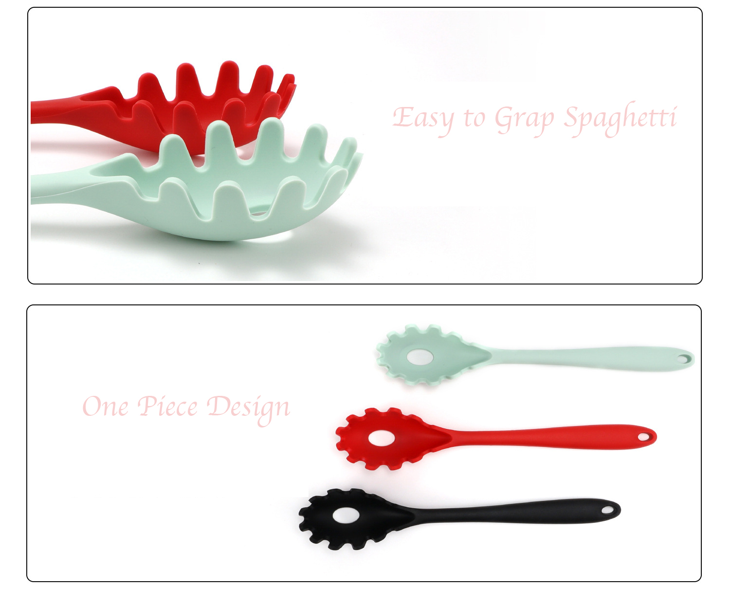 Silicone Pasta Fork Spaghetti Server Spoon with Wooden Handle Heat Resistant Noodle Server