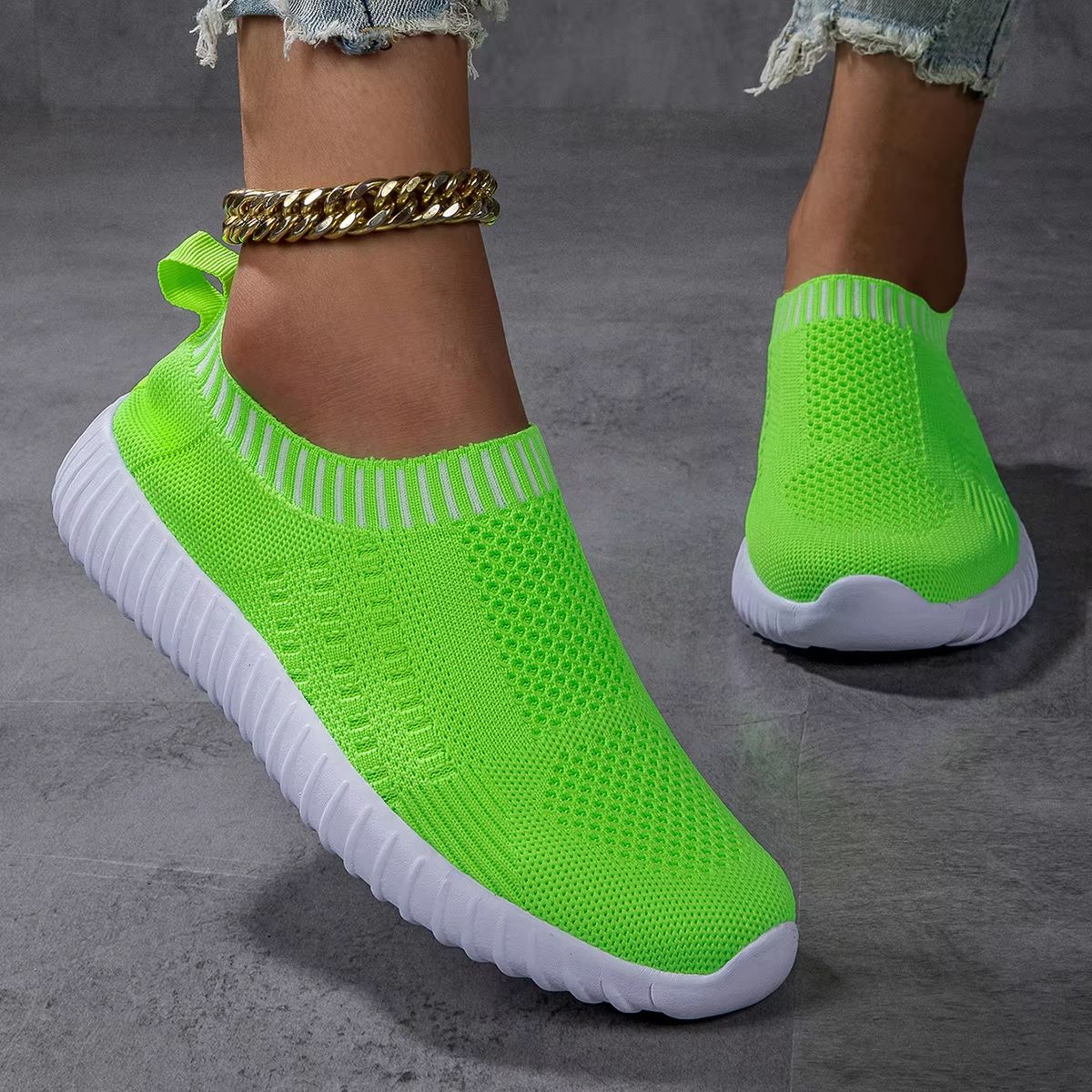 Women's Breathable Knit Sneakers Lightweight Mesh Casual Lace Up Shoes