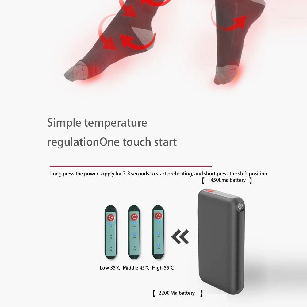 Electric Heated Socks 3 Level Temperature Winter Warm Long Anti-Slip Socks (No Battery)
