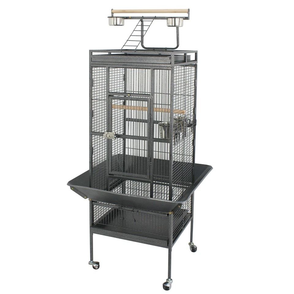 Large Bird Cage with Play Top Rolling Stand Heavy Duty Parrot Cage for Parakeets Finches