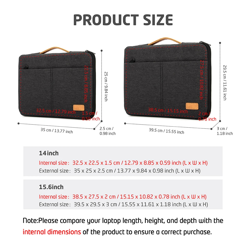 Shockproof Laptop Sleeve Protective Notebook Carrying Case Travel Business Bag