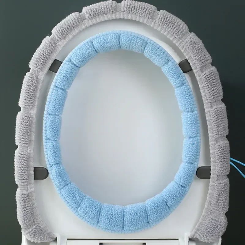 Winter Warm Toilet Seat Cover Cushion – Thick Soft Washable Bathroom Closestool Pad with Handle