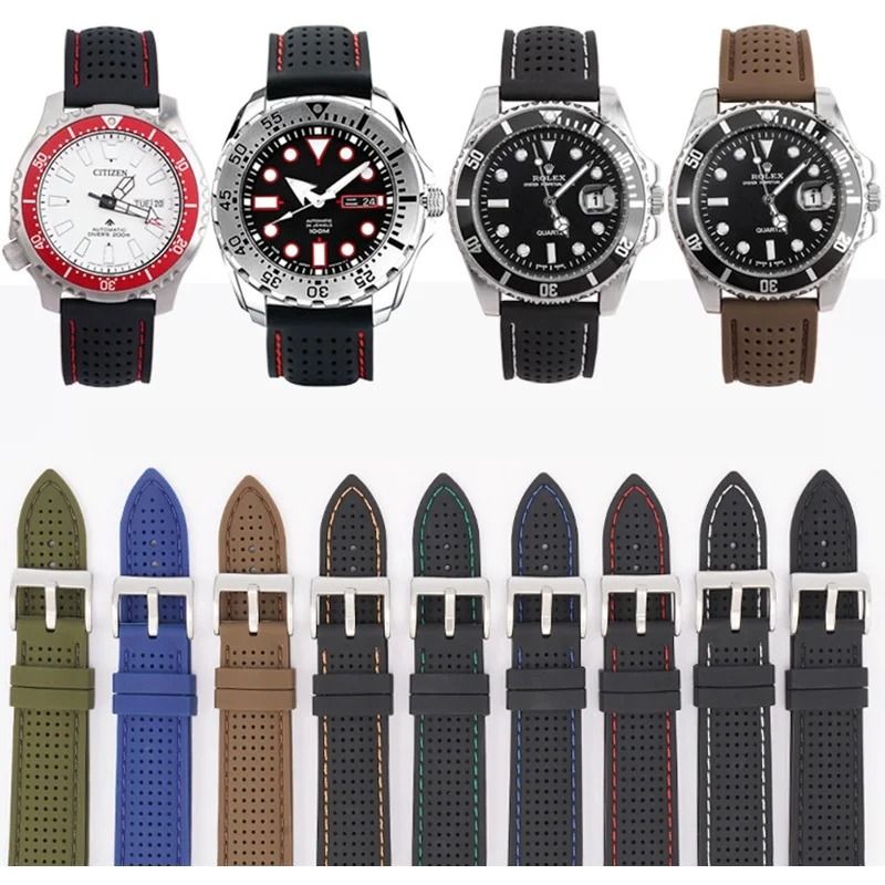 Soft Silicone Rubber Watch Strap 20mm 22mm 24mm Waterproof Sport Wrist Band