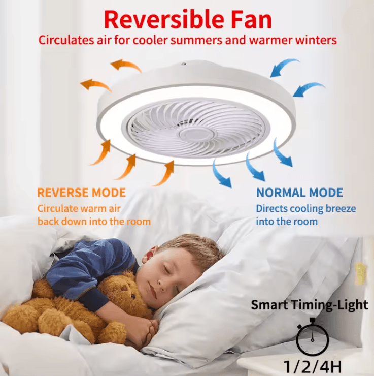 AeroGlow Modern Ceiling Fan Light with Quiet Motor and LED Illumination