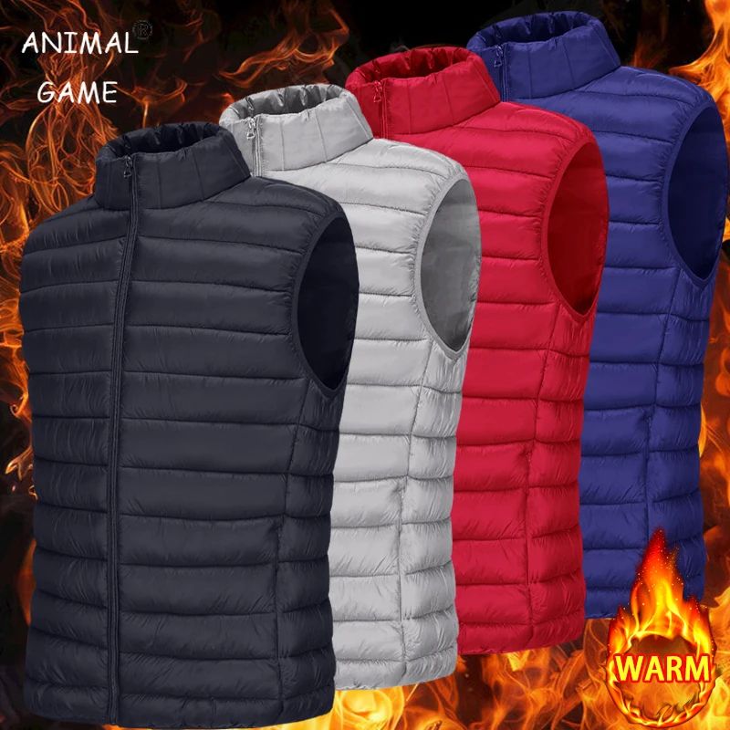 Men's Lightweight Autumn Outdoor Cotton Vest with Full Zipper and Pockets