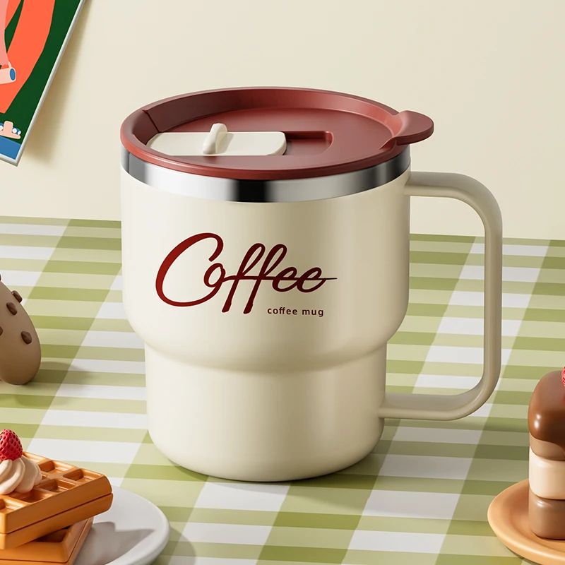 304 Stainless Steel Double Wall Insulated Coffee Mug – Leakproof Thermal Drink Cup 13.5 fl oz