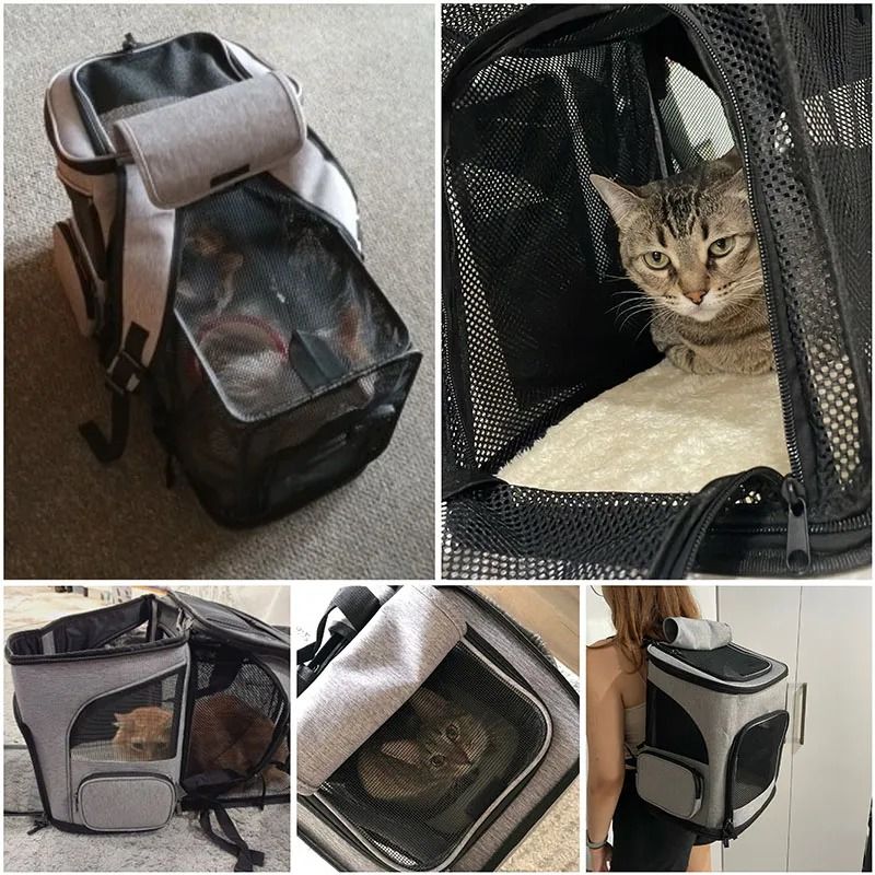 Breathable Pet Carrier Backpack Foldable Cat Travel Backpack Expandable Pet Carrier for Cats and Small Dogs