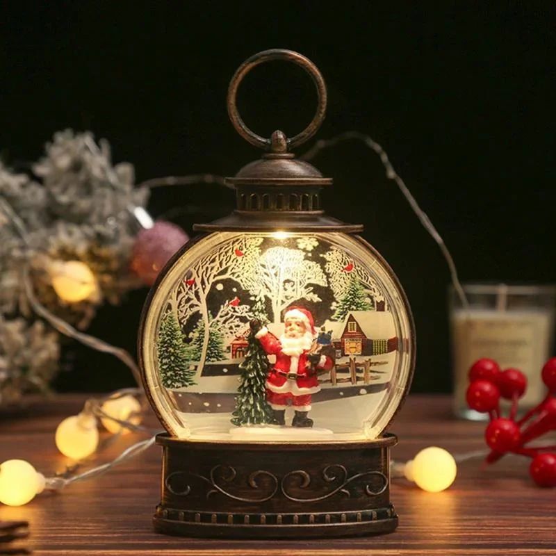 Lighted Christmas Snow Globe Lantern LED Holiday Night Light