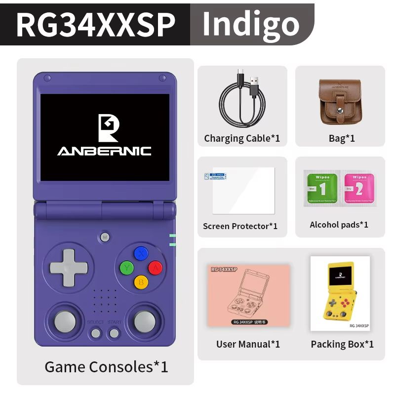Anbernic RG34XXSP Retro Handheld Game Console – Flip Design with 3.4