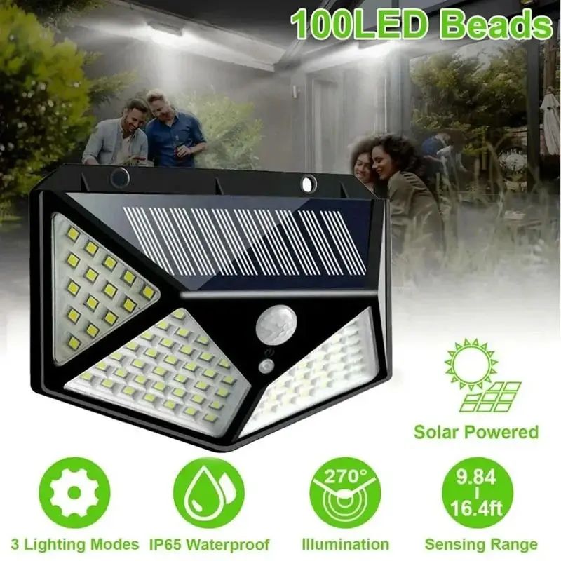 Solar Powered Motion Sensor Street Lamp Waterproof Outdoor Garden Light with Adjustable Railing and Sunlight Charging