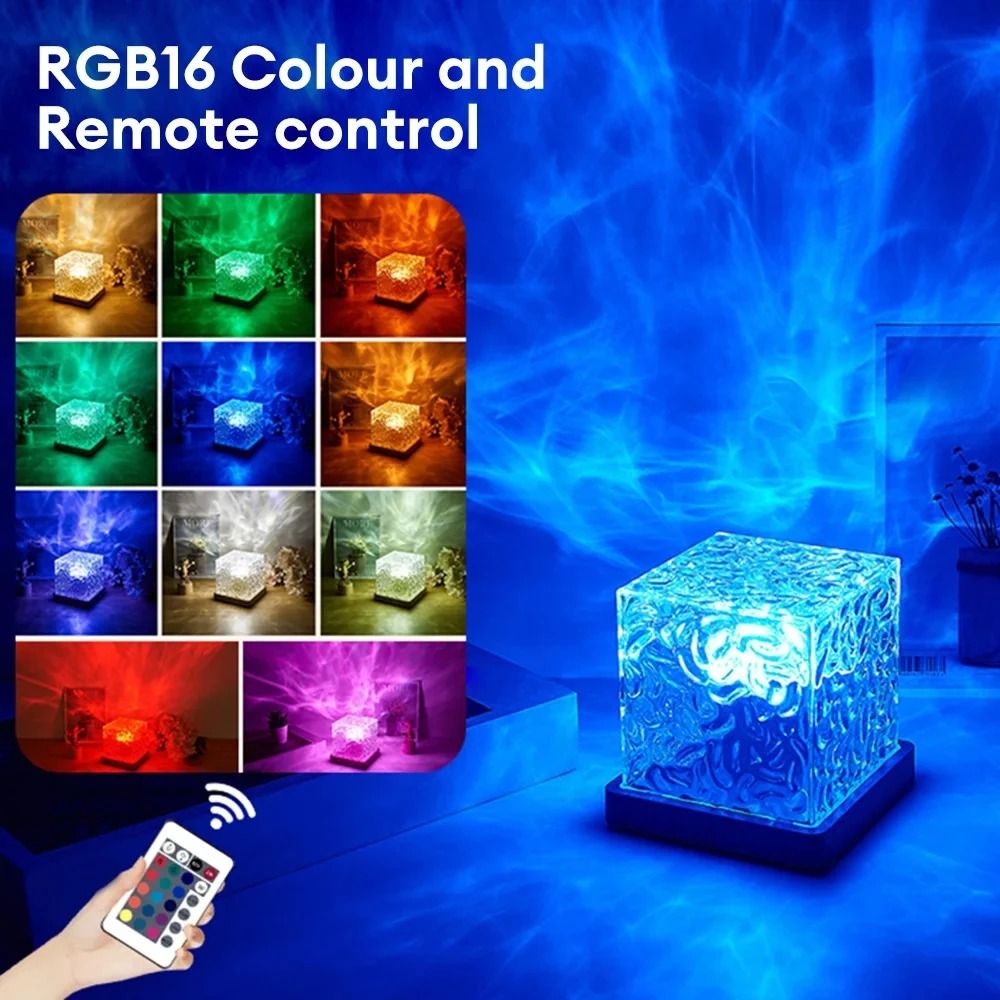 Dynamic Rotating Water Ripple Projector – Flame Crystal Atmosphere Lamp