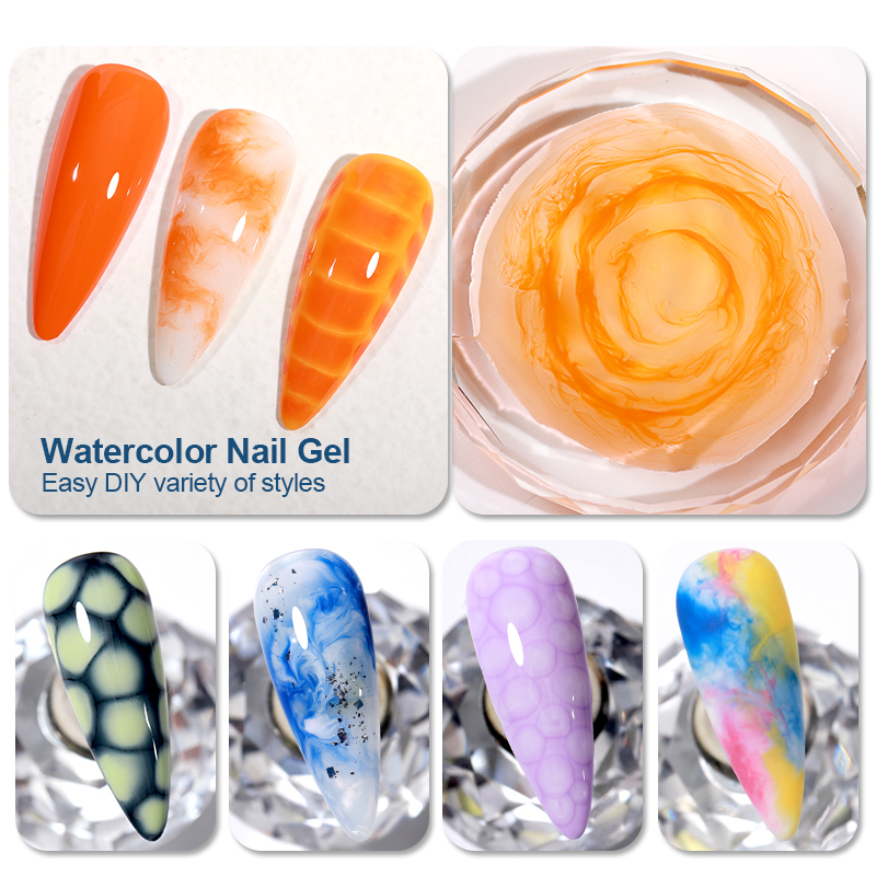 Clear Blooming Gel Polish for Nail Art UV LED Soak Off Marble Effect Gel