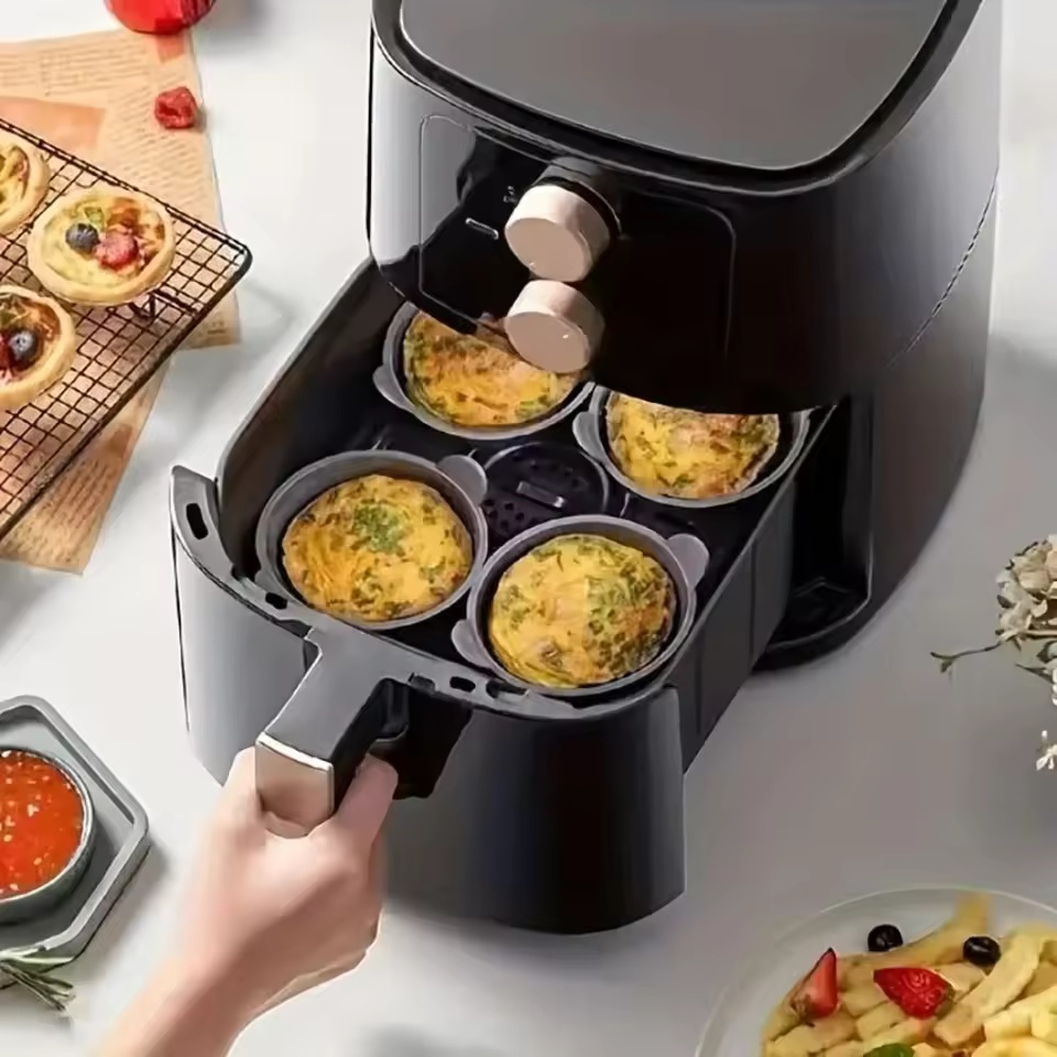 Nonstick Silicone Air Fryer Muffin Egg Poacher Ramekins Cupcake Moulds Easy Release Microwave Baking Cups