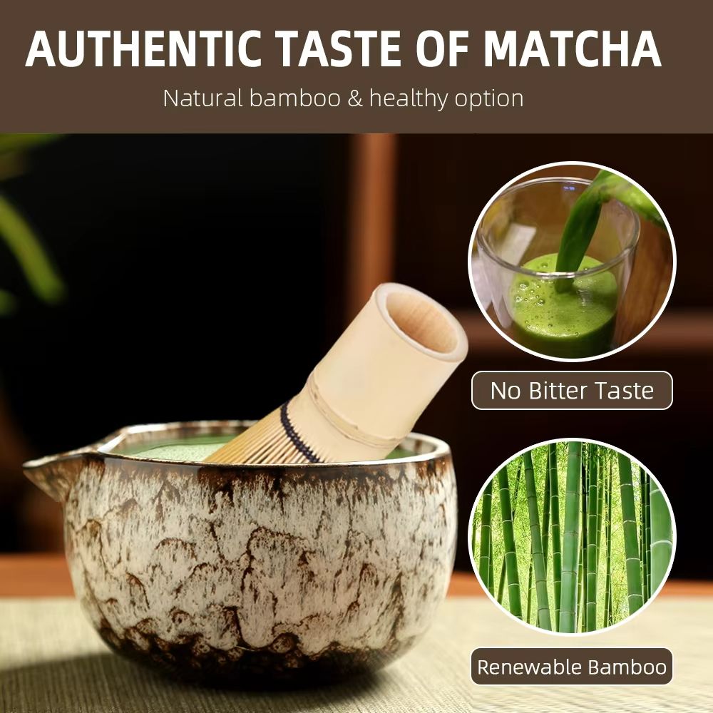 6 Piece Japanese Matcha Tea Set with Bamboo Whisk, Bowl & Accessories