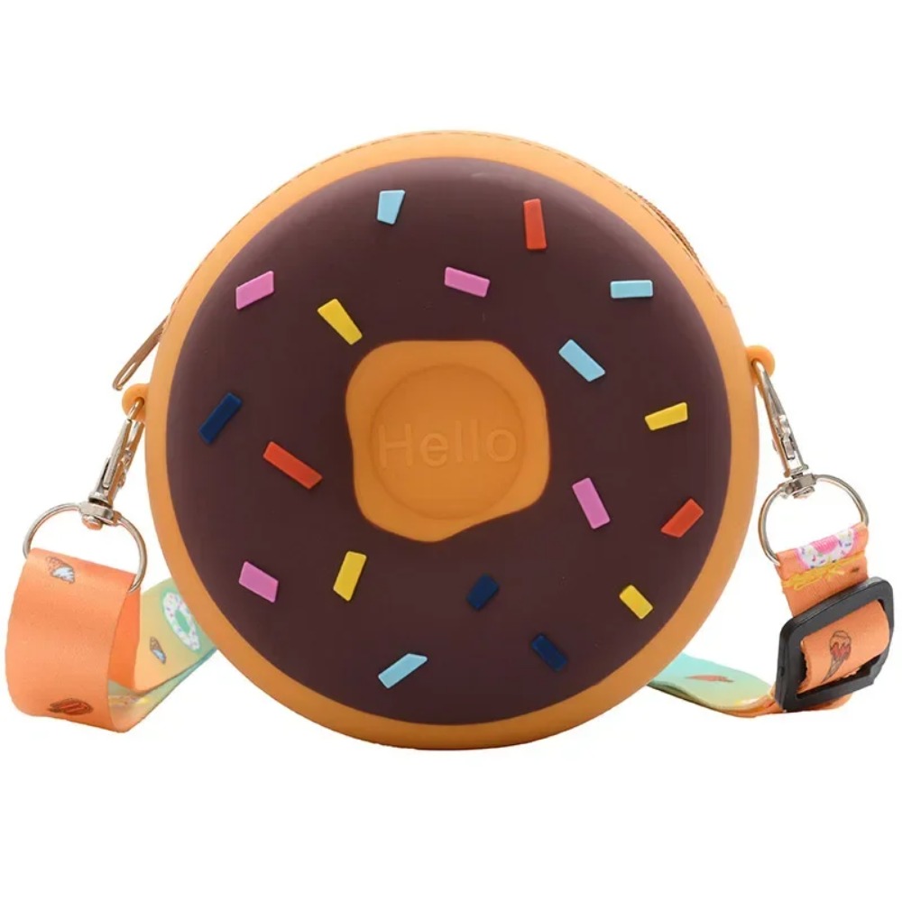 Children Silicone Crossbody Bag Rainbow Donut Small Handbag Baby Girl Adjustable Strap