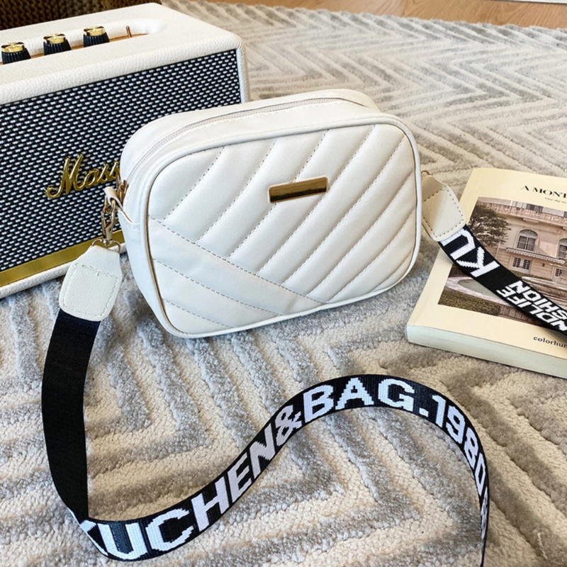 Women's PU Rolling Bag, High Quality Strip Camera Bag, Casual Mobile Phone Bag, Crossbody Shoulder Bag