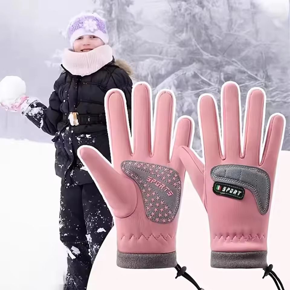 Kids Waterproof Winter Gloves – Thicken Plus Velvet Warm Cycling and Riding Mittens for Boys and Girls