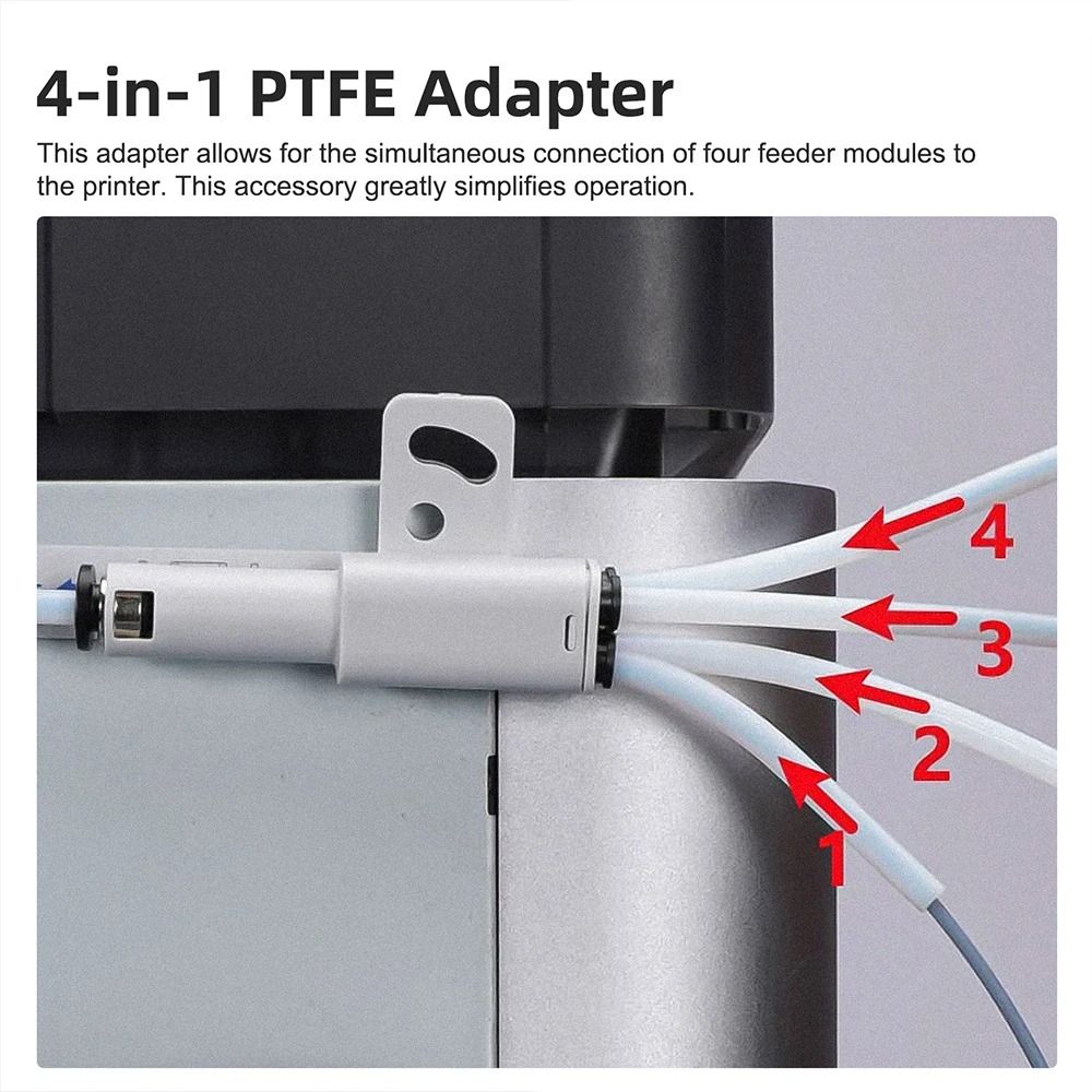 4-in-1 PTFE Adapter Tube Expansion Port for Bambulab X1 and P1 Series 3D Printers