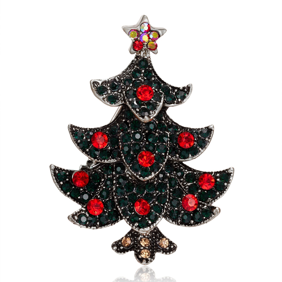 Christmas Tree Enamel Brooches, Vintage Full Rhinestone Star, Pins Xmas Tree Badge, Holiday Coat Bag Jewelry Gifts