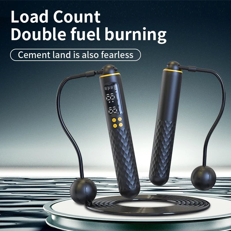 Rechargeable Digital Jump Rope with Calorie Counter – Adjustable Cordless Fitness Trainer