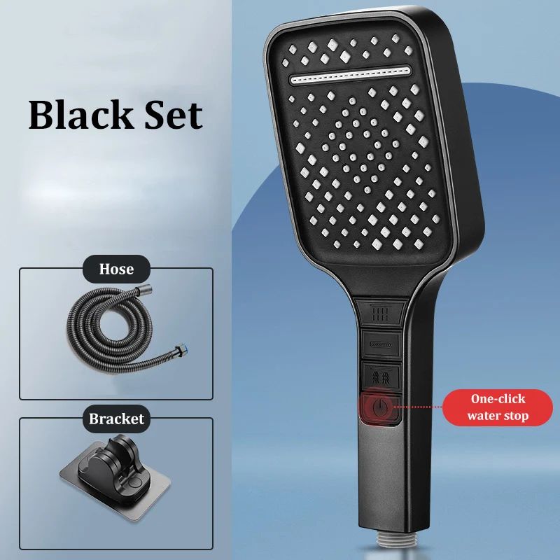 High Pressure Shower Head 7 Mode Adjustable Water Saving Shower Set
