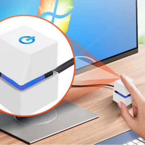 External Start Power On/Off Button Extension Cable, Computer Desktop Switch with Blue LED Lights for PC Motherboard