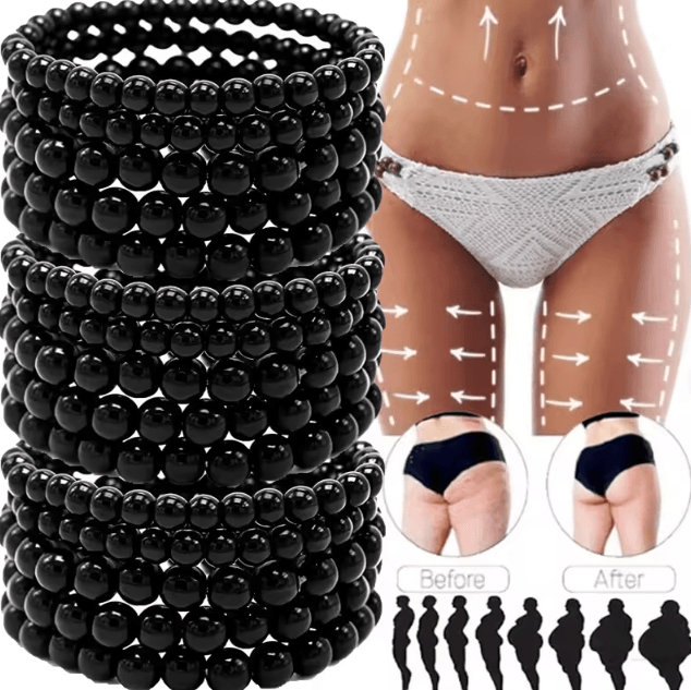 Black Obsidian Healing Bracelet Round Bead Stretch Wristband Healthy Weight Loss Bangle Stress Relief Jewelry Gift for W