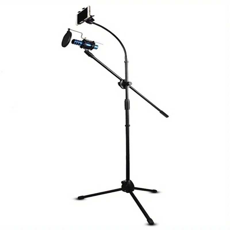 Tripod Boom Microphone Stand with Adjustable Arms and Mic Clip