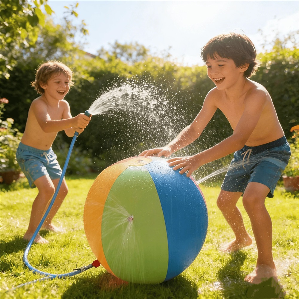 Color Splash Water Spraying Beach Ball for Outdoor Fun Durable PVC Summer Play Toy