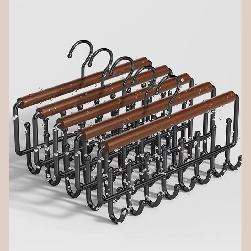 Solid Wood Hanger Multifunctional Storage Vest Sling Wave Wardrobe Drying Rack
