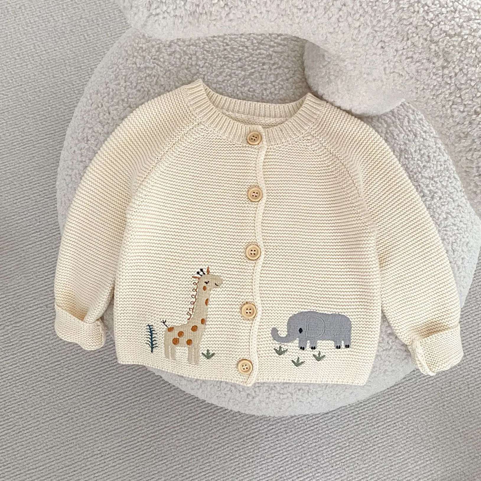 Newborn Kid Autumn Winter Knitwear Outfit Coat Cardigan Sweater Animal Print Baby Boy Girl Clothes Soft Warm