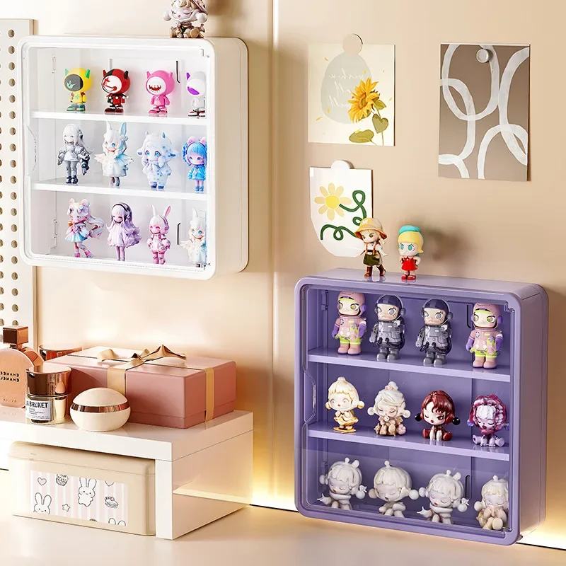 Wall Mounted Doll Blind Box Storage Rack, Figurine Display Cabinet, Dustproof Doll Display Organizer, Handheld Box Figur
