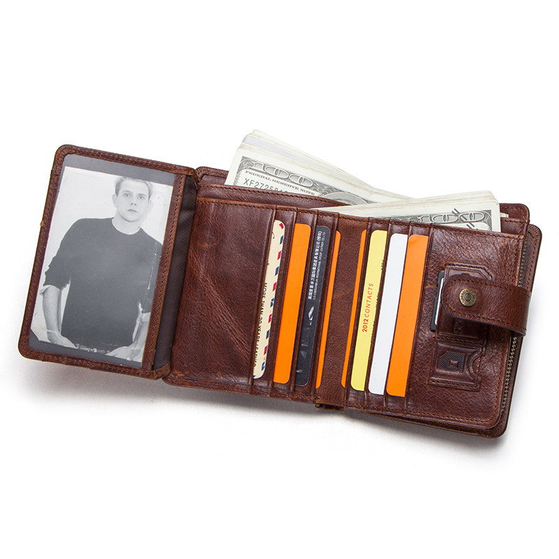 Premium Genuine Leather RFID Wallet for Men with Coin Pocket Card Holder