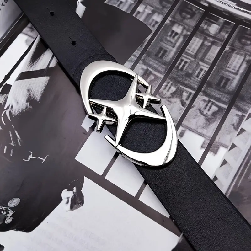 Stylish Oval Cross Metal Buckle Belt Durable Simple Universally Compatible Unisex Gift Idea for Men and Women