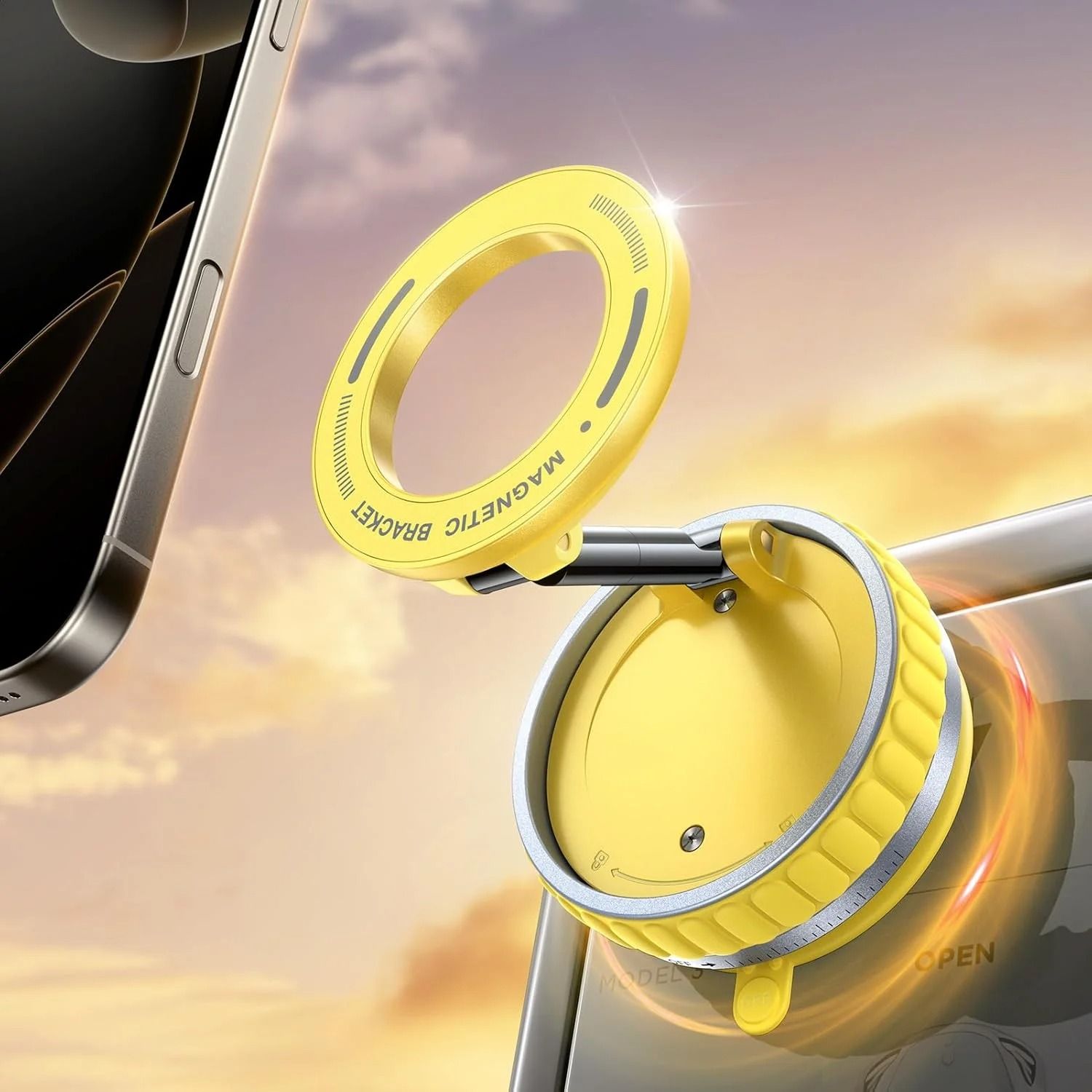 Upgraded Aluminum Alloy Vacuum Magnetic Car Phone Holder With 360 Degree Rotation And Foldable Design