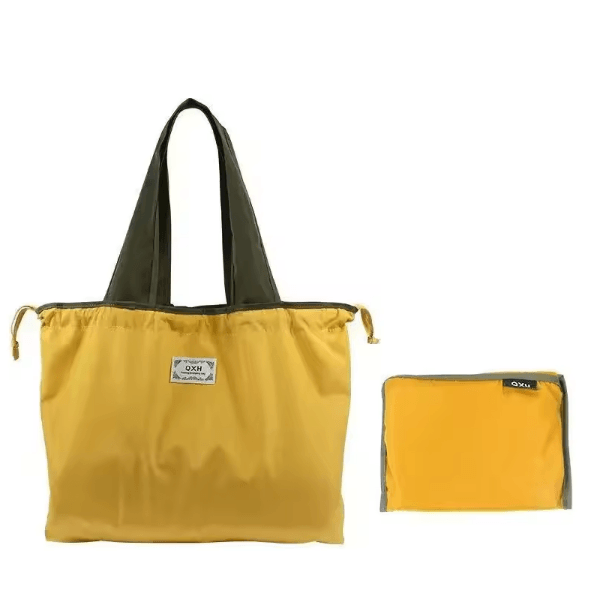 EcoCarry Foldable Reusable Grocery Shoulder Bag with Drawstring Closure