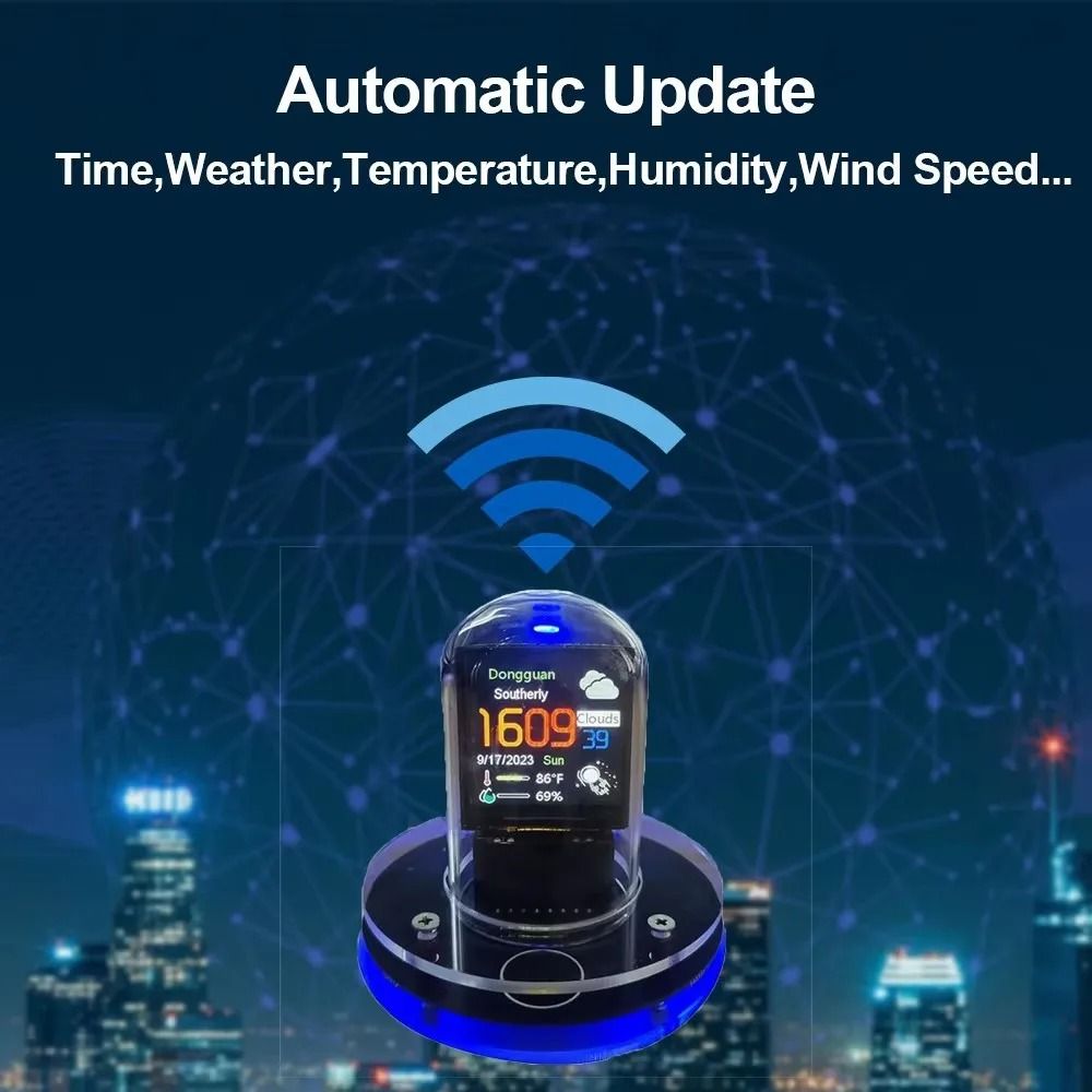 Nixie Tube Style Smart WiFi Digital Clock with Automatic Time Update