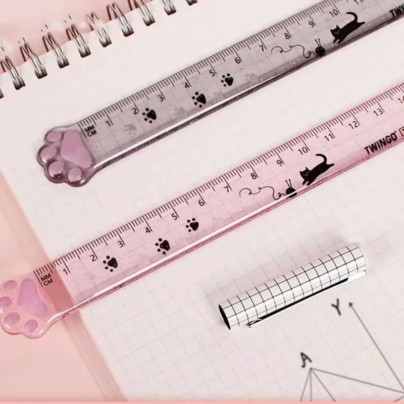 Cute Cat Paw Design 15cm Straight Ruler – Kawaii Measuring & Drawing Tool for School and Office